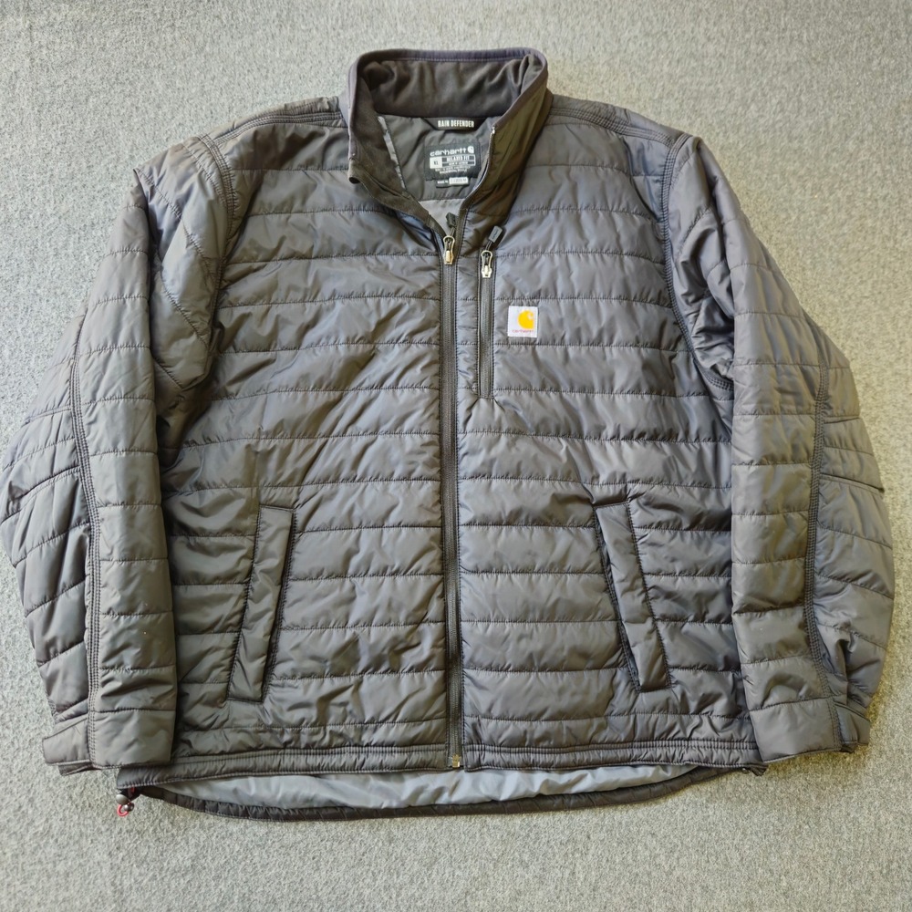 Carhartt Rain Defender Relaxed Fit XL Black Quilted Puffer Jacket Outdoors EUC
